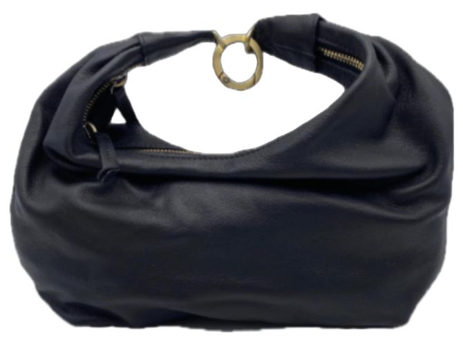 Autre Marque "Pouch" Handtasche aus Leder Schwarz