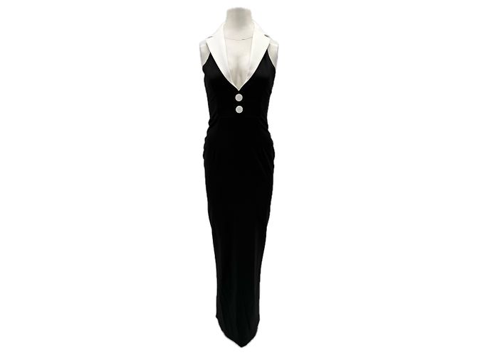 Autre Marque Robe blazer col blanc Black