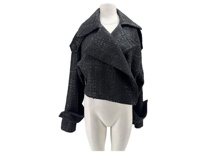 Autre Marque Veste en tweed noire Audrey Leighton