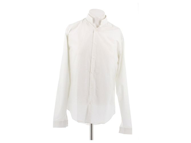 Camicia Dior bianca a sottili righe in cotone Bianco