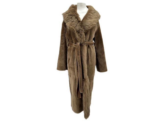 Autre Marque Trench de couro marrom