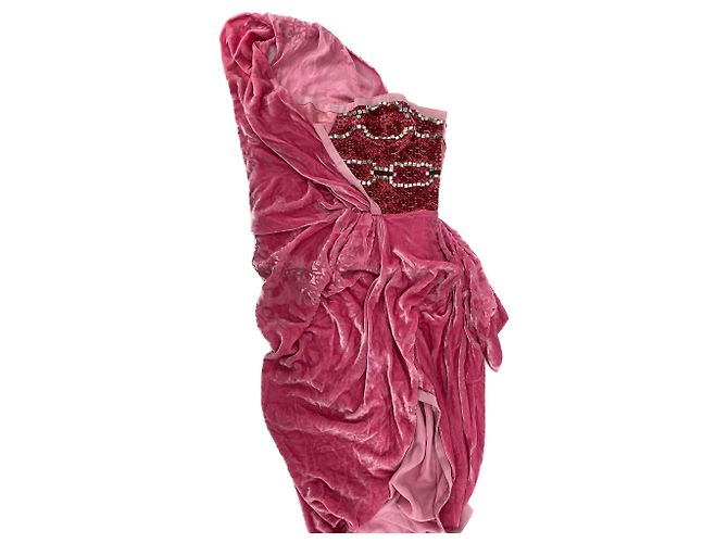 Galliano Samtkleid Rosa Größe 38 Pink