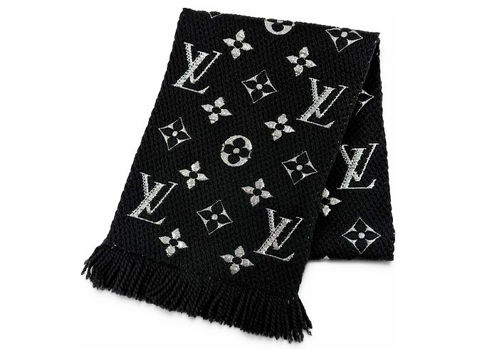 Echarpe de lã e seda preta Louis Vuitton Preto