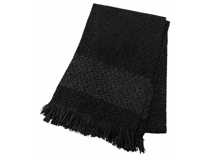 Sciarpa in cashmere nero e azzurro Chanel Blu chiaro