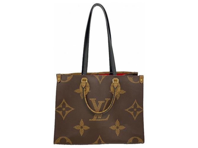 Borsa Tote Louis Vuitton Monogram Giant Reverse OnTheGo MM Marrone