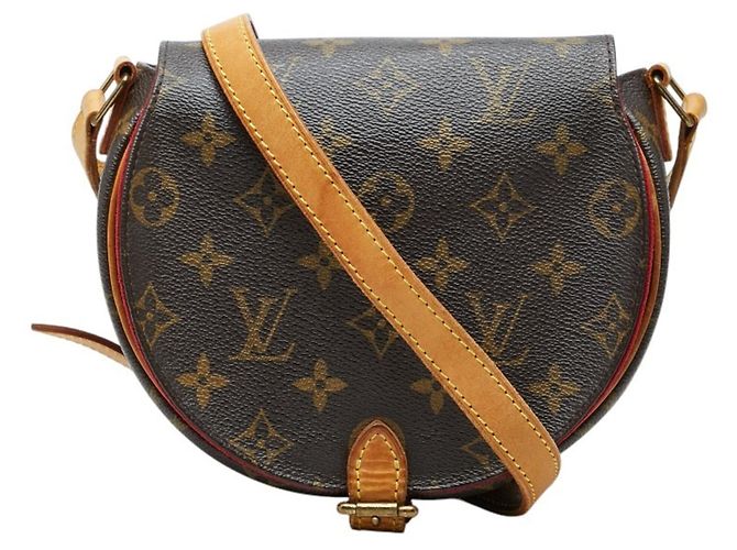 Bolsa de ombro transversal Louis Vuitton Monogram Tambourin Marrom