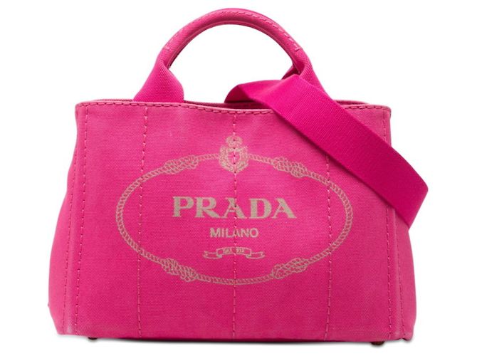 Mini sac à main en canapa avec logo triangle Prada Rose