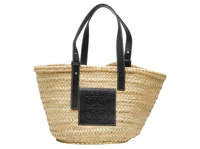 Borsa cesta in pelle nera Loewe Nero