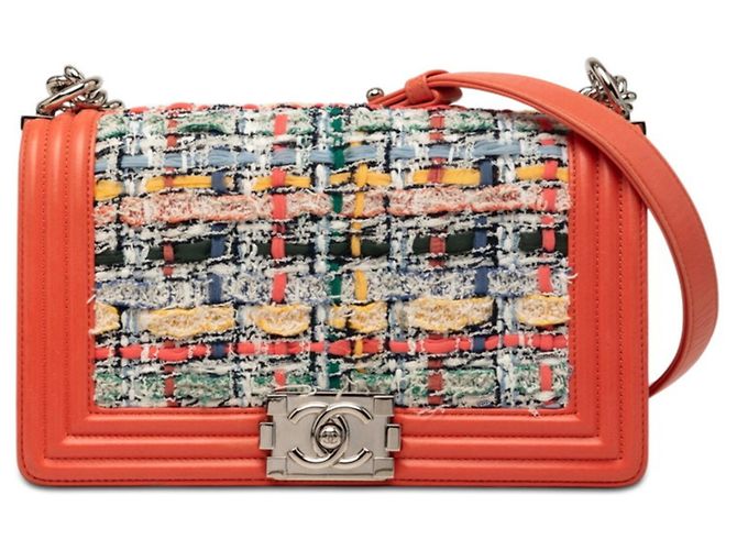 Bolso de Hombro Chanel Boy Chain Multicolor Naranja