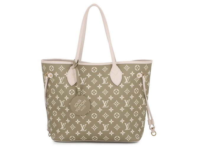 Neverfull Sac cabas Louis Vuitton Monogram Empreinte Beige Kaki