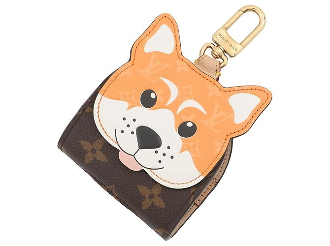 Charm per borsa Louis Vuitton Monogram Dog Marrone Bianco Multicolore
