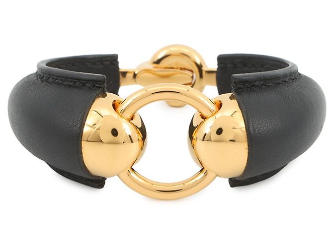 Bracciale charm in pelle Swift nera Hermès Nero 