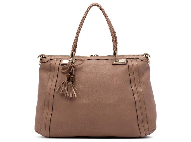 Bamboo Bolsa Tote Conversível Bella em couro de bezerro marrom Gucci Castanho claro