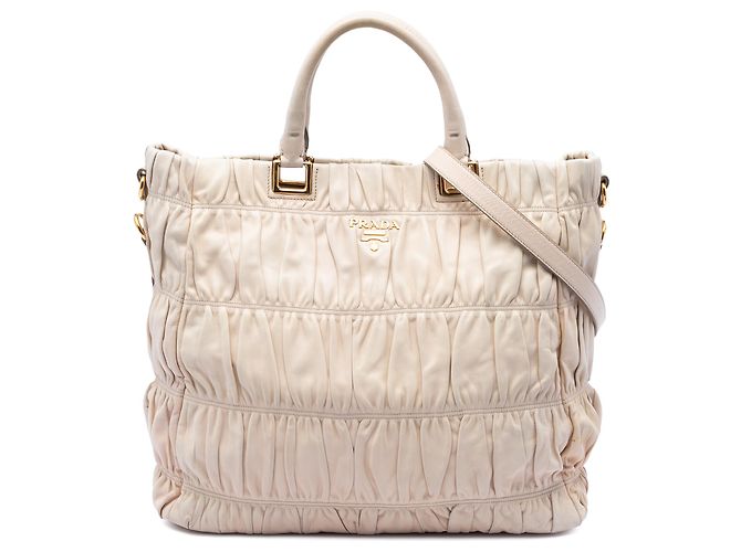Prada Brown Nappa Gaufre Satchel Braun Beige
