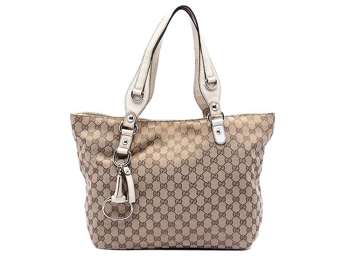 Gucci Beige Medium GG Canvas Icon Bit Tote