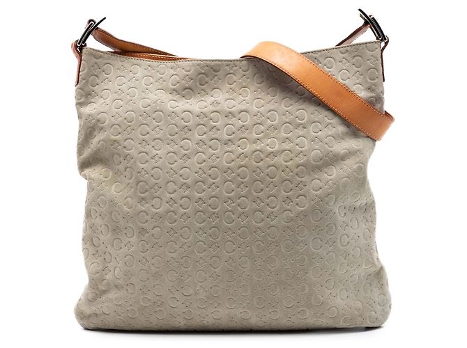 Céline Celine Gray C Macadam Suede Crossbody Marron