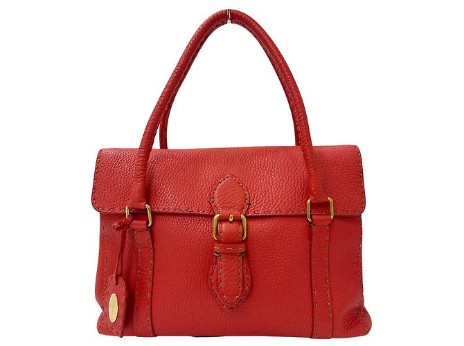 Bolsa de couro vermelha Fendi Vermelho