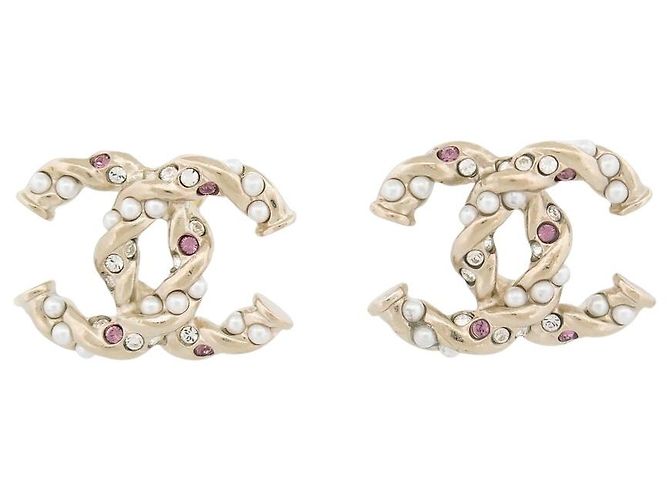 NEUE CHANEL LOGO CC OHRRINGE PERLEN STRASS IN GOLDTONEMETALL Golden