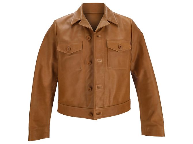 Giacca Sandro Slim-Fit in pelle marrone Rosso