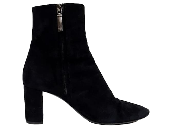 Yves Saint Laurent Bottines Loulou Zip en daim noir Saint Laurent 
