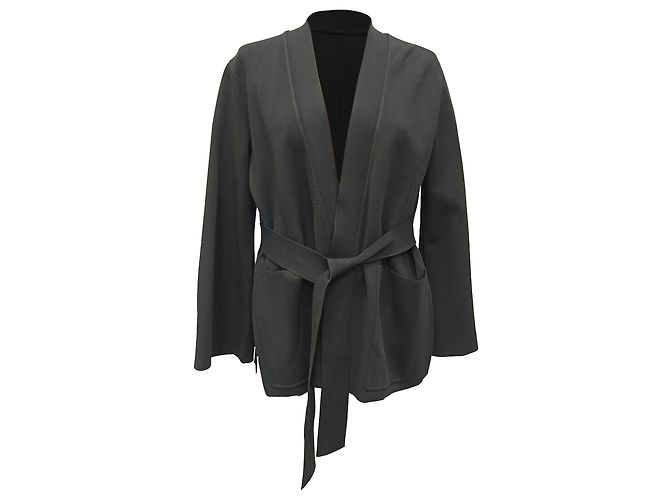 Stella Mc Cartney Chaqueta Stella McCartney con cinturón en viscosa negro