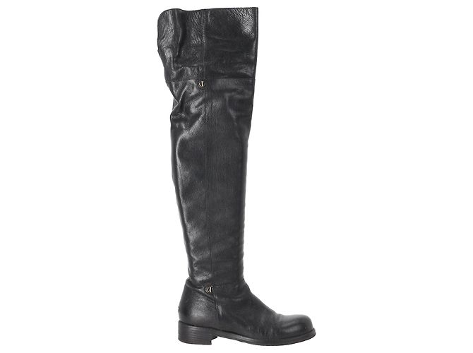 Botas altas Deron en cuero negro Jimmy Choo