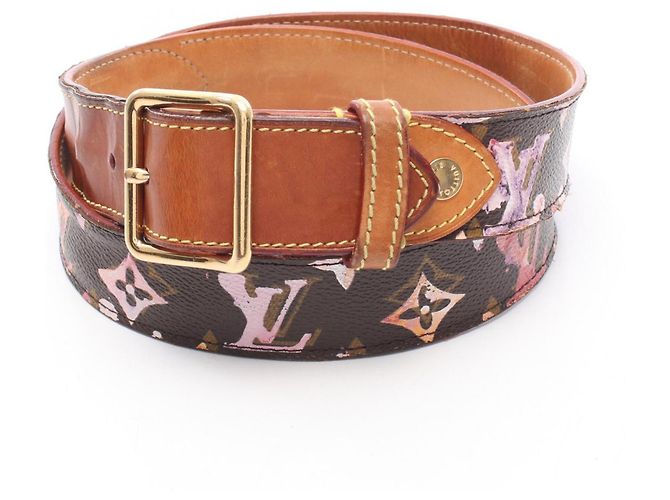 Louis Vuitton Monogram Watercolor Gürtel Braun Pink