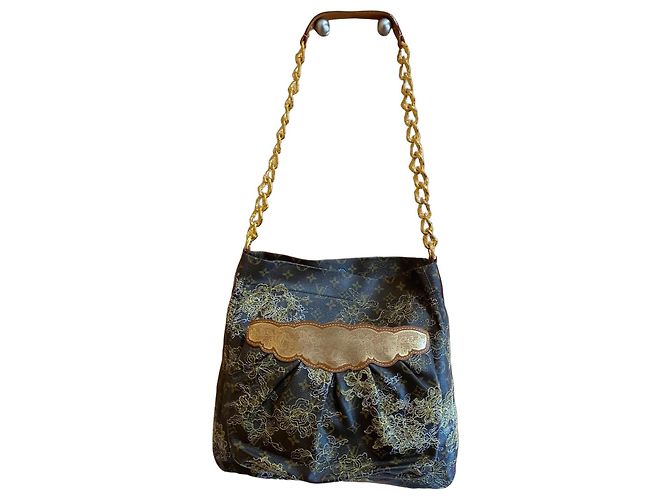 Louis Vuitton Besace Dentelle Or Bolsa de Ombro Marrom Dourado