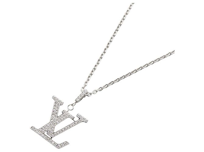 Louis Vuitton Diamant-Anhänger-Halskette Silber