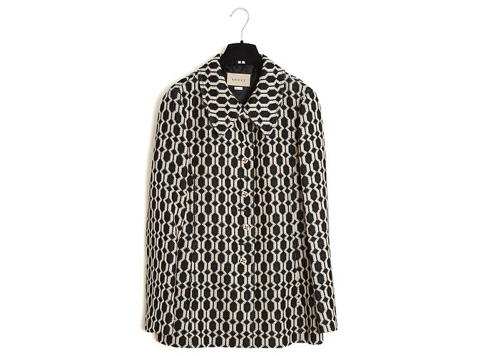 Gucci Geometrischer Strickblazer - Schwarz/Ecru Roh