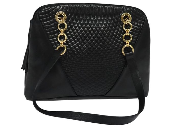 Bally Vintage gestepptes Leder Schwarz