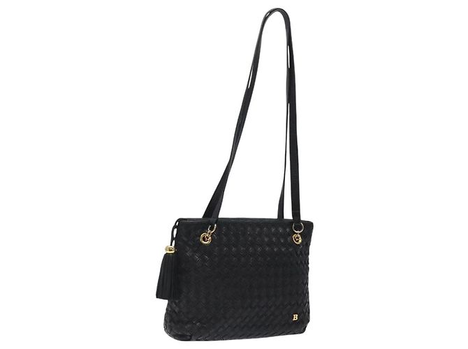 Bally Vintage gestepptes Leder Schwarz