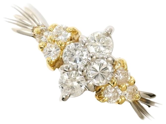 Autre Marque Platin- und Gelbgold-Ring mit Diamant Golden