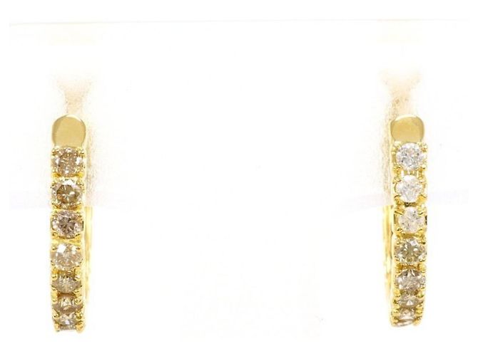 Autre Marque 18K Gelbgold-Creolen mit braunen Diamanten Golden