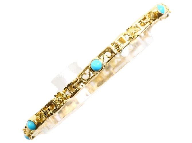 Autre Marque Bracciale con charm in oro giallo 18K con turchese D'oro