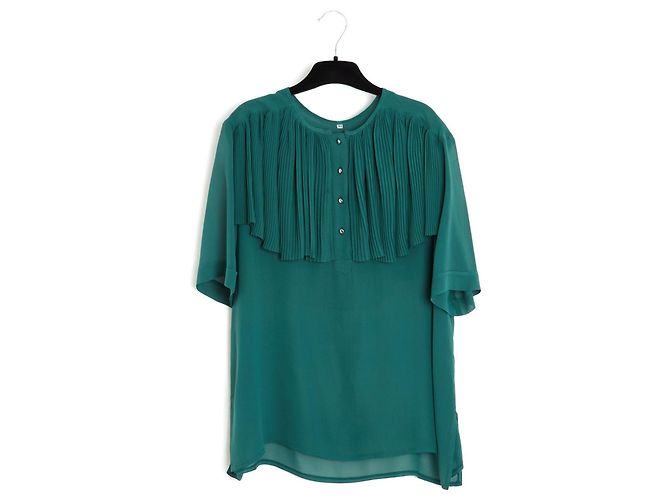 Chloé Camicetta in seta plissata Karl Lagerfeld - Verde