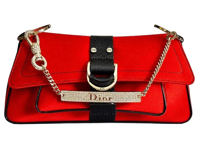 Dior Hardcore Trotter Borsa Saddle Extra Mini Cristalli Rosso Nero Silver hardware 