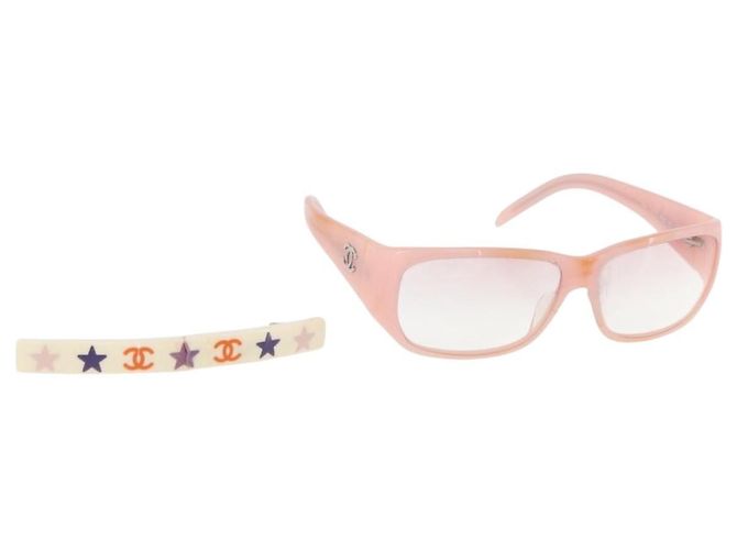 Occhiali da sole CHANEL metallo 2 Set Rosa Bianco CC Auth 179360 Nero