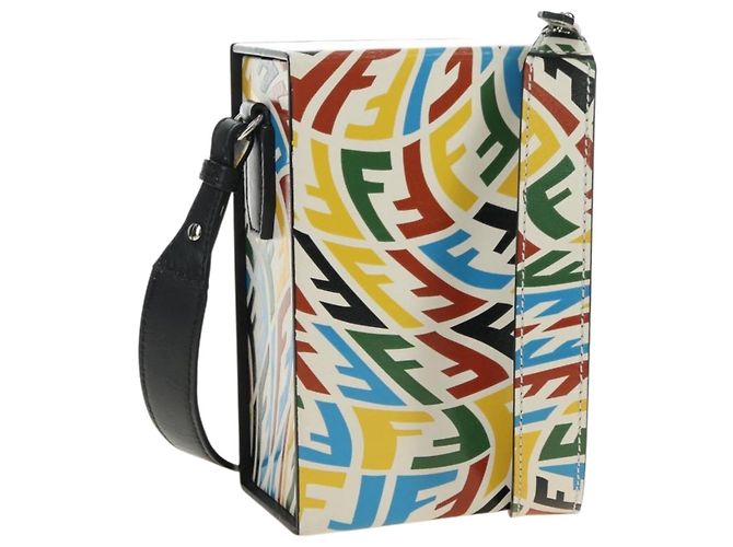 FENDI Borsa a Spalla Zucca Canvas Vertigo PVC Multicolor Argento Auth 180356M Multicolore