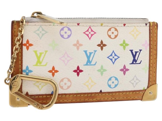 LOUIS VUITTON Monogram Multicolor Pochette Cles Purse White M92655 Auth 180390