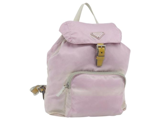 PRADA Backpack Nylon Pink Silver Auth 181159 Silvery