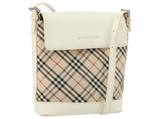 Borsa a Spalla BURBERRY Nova Check in Tela Beige Silver Auth BA12846 Argento