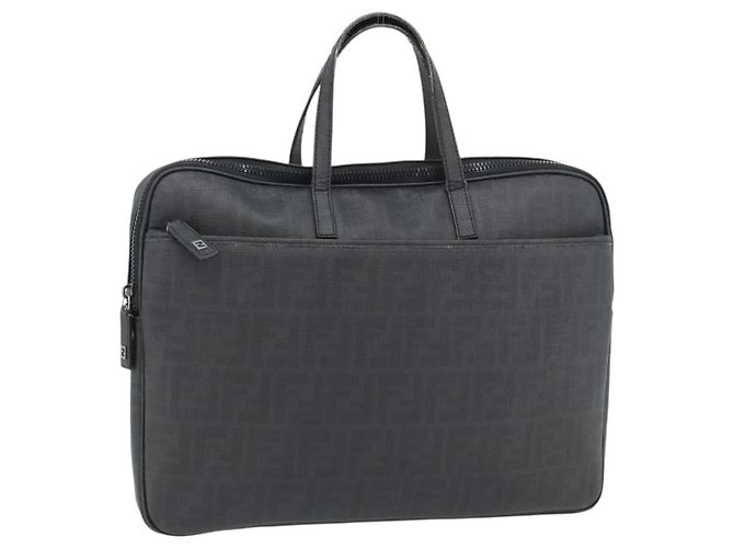 Borsa a Mano FENDI Zucca Canvas PVC Nero Argento Autentica 181259