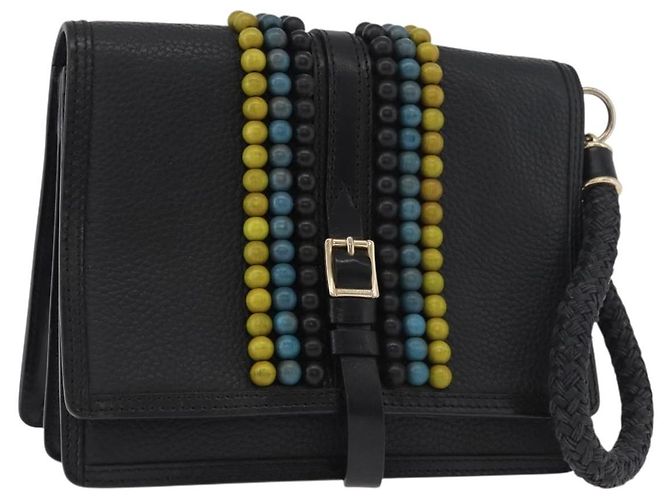 Clutch BURBERRY in pelle nera e oro Auth bs35150 Nero D'oro