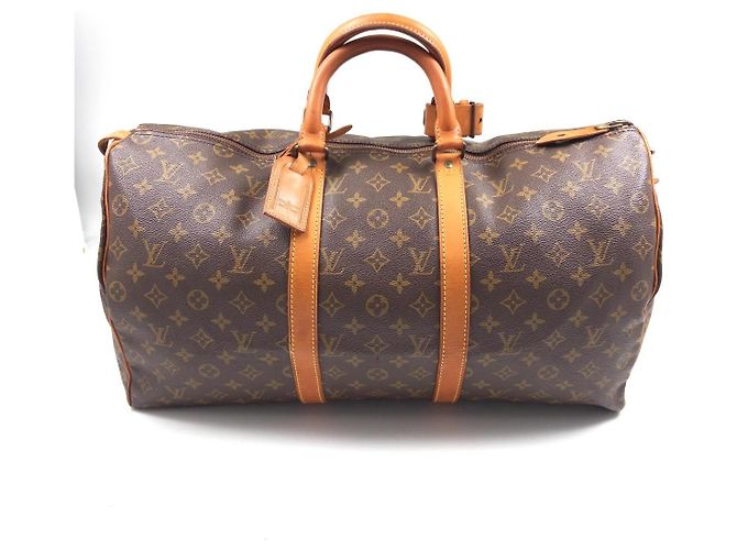 Louis Vuitton Keepall 50 Monogram Canvas Bolsa de Viagem Marrom Monograma