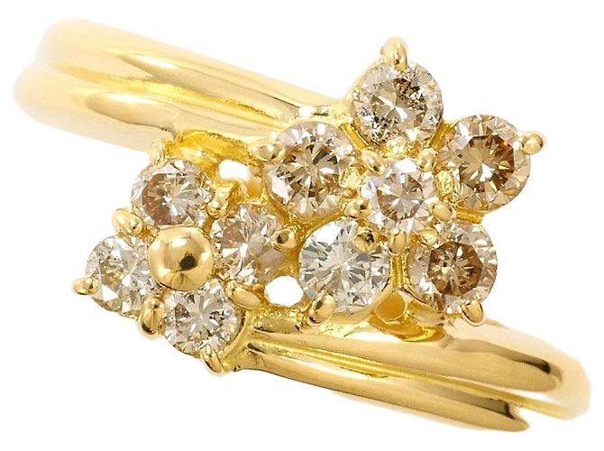 Autre Marque 18K Gelbgold-Ring mit braunem Diamanten Golden