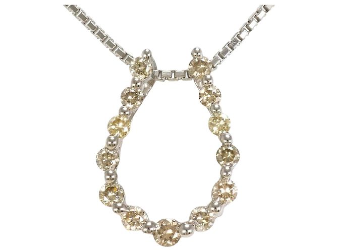 Autre Marque Colar de ouro branco 18K com diamante marrom Dourado