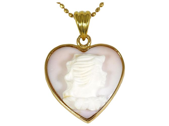 Autre Marque Collar de oro amarillo de 18K con camafeo de concha Dorado