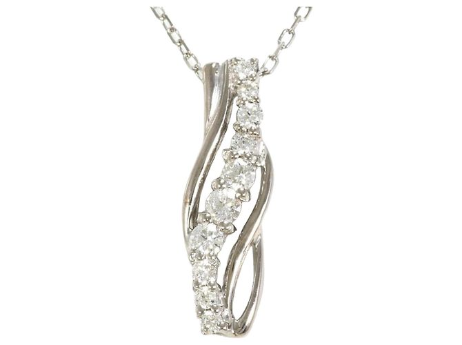 Autre Marque Colar de ouro branco 18K com diamante Dourado