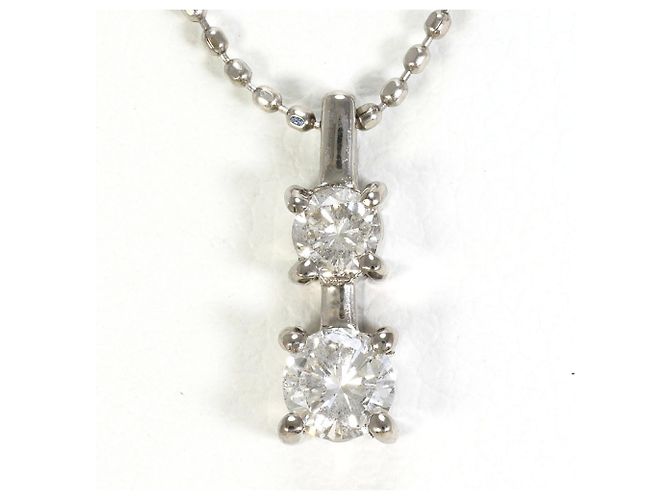 Autre Marque Collar de oro blanco de 18K con diamante Dorado